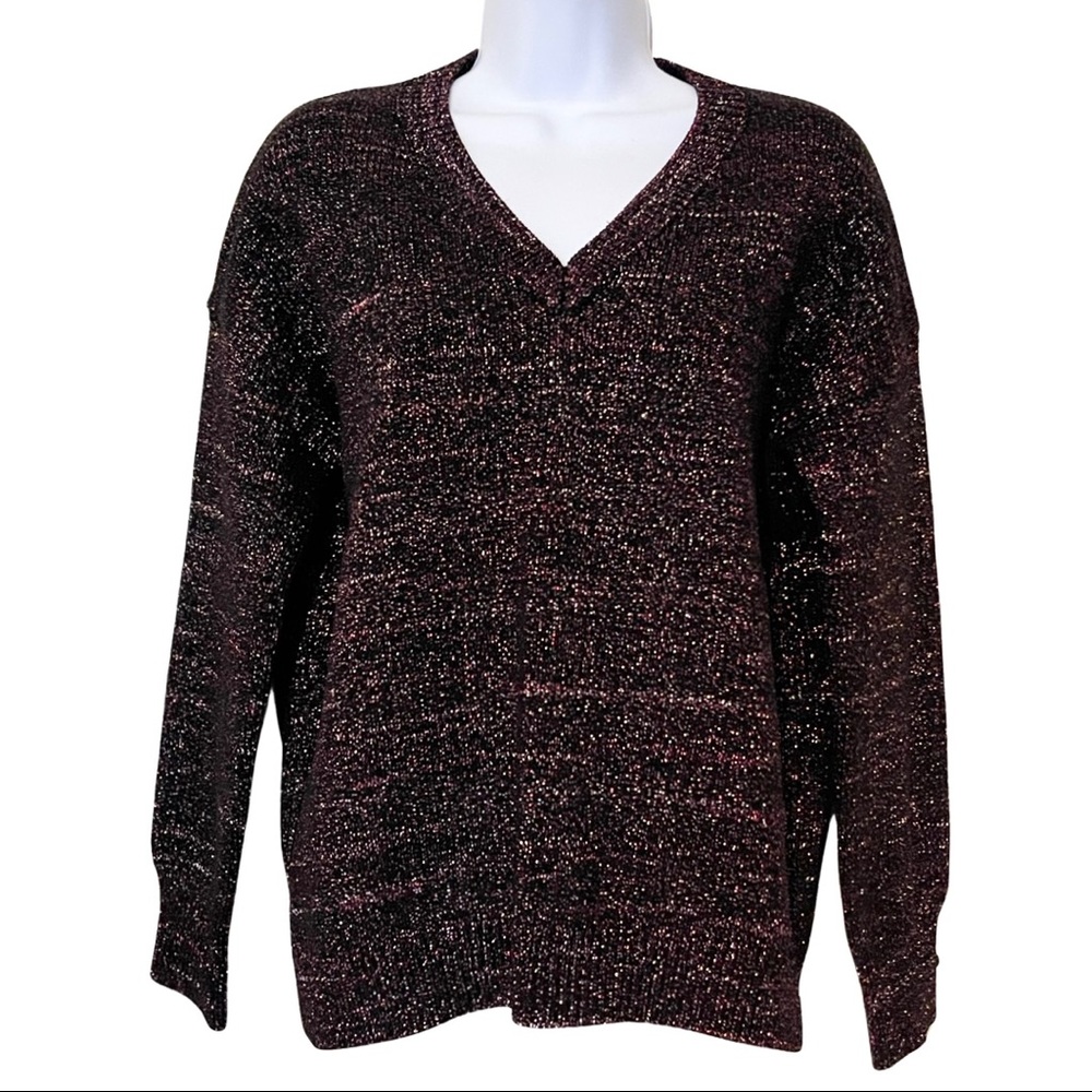 525 America Hot Magenta V Neck Sweater For Women